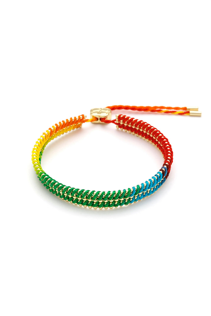 YOLIA Rainbow Ombre & Gold Woven Bracelet