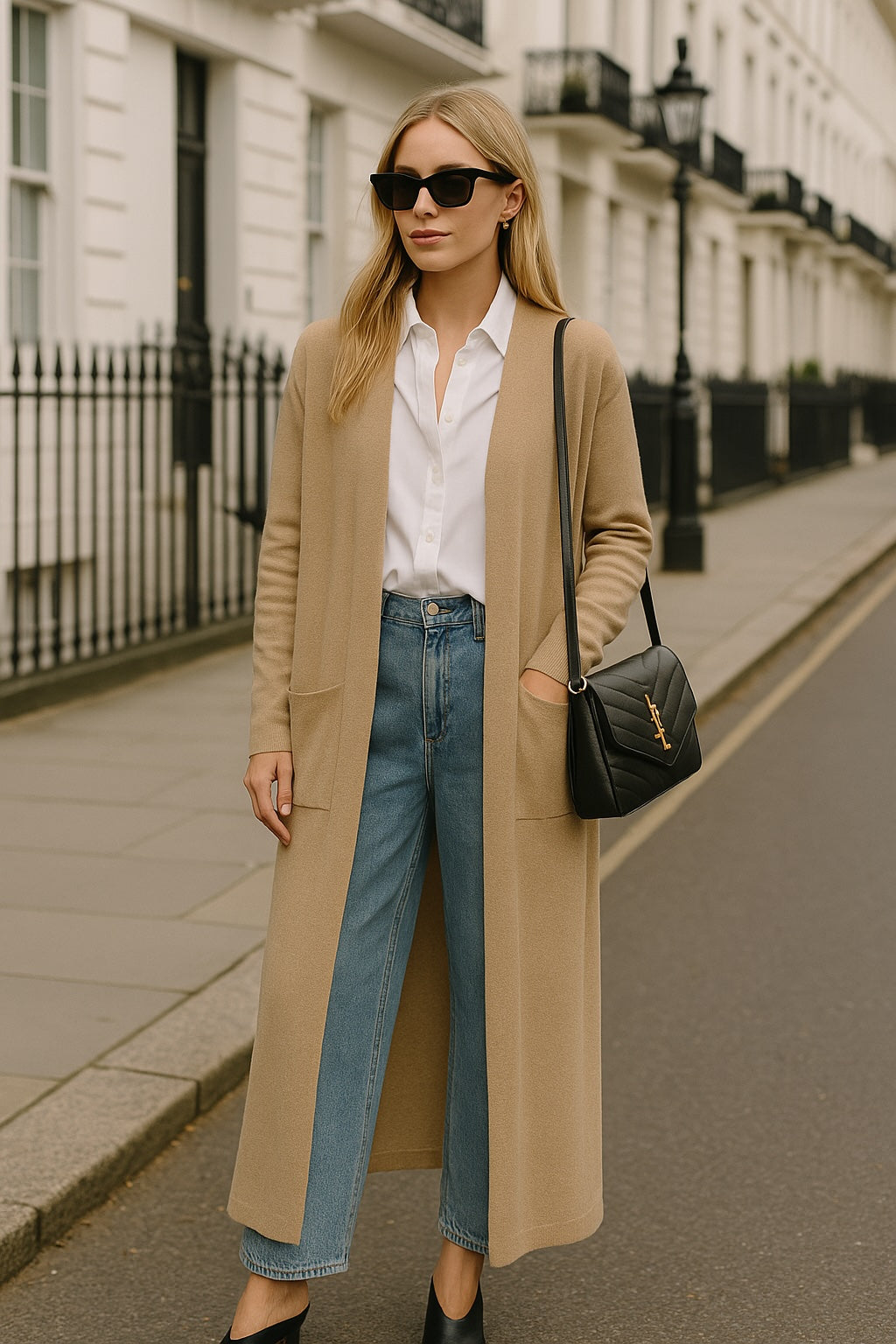 LONG Cashmere Cardigan - Camel