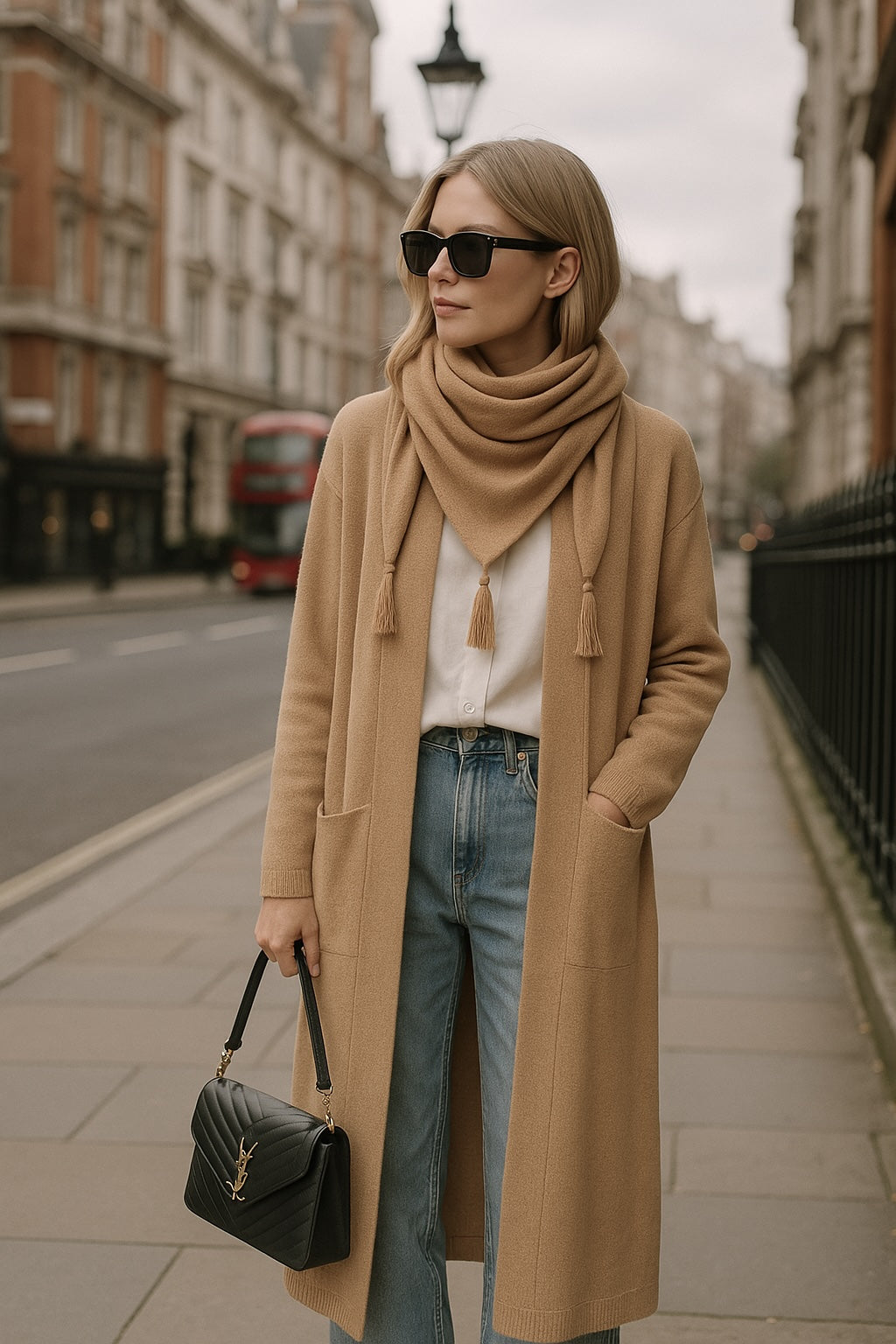 LONG Cashmere Cardigan - Camel