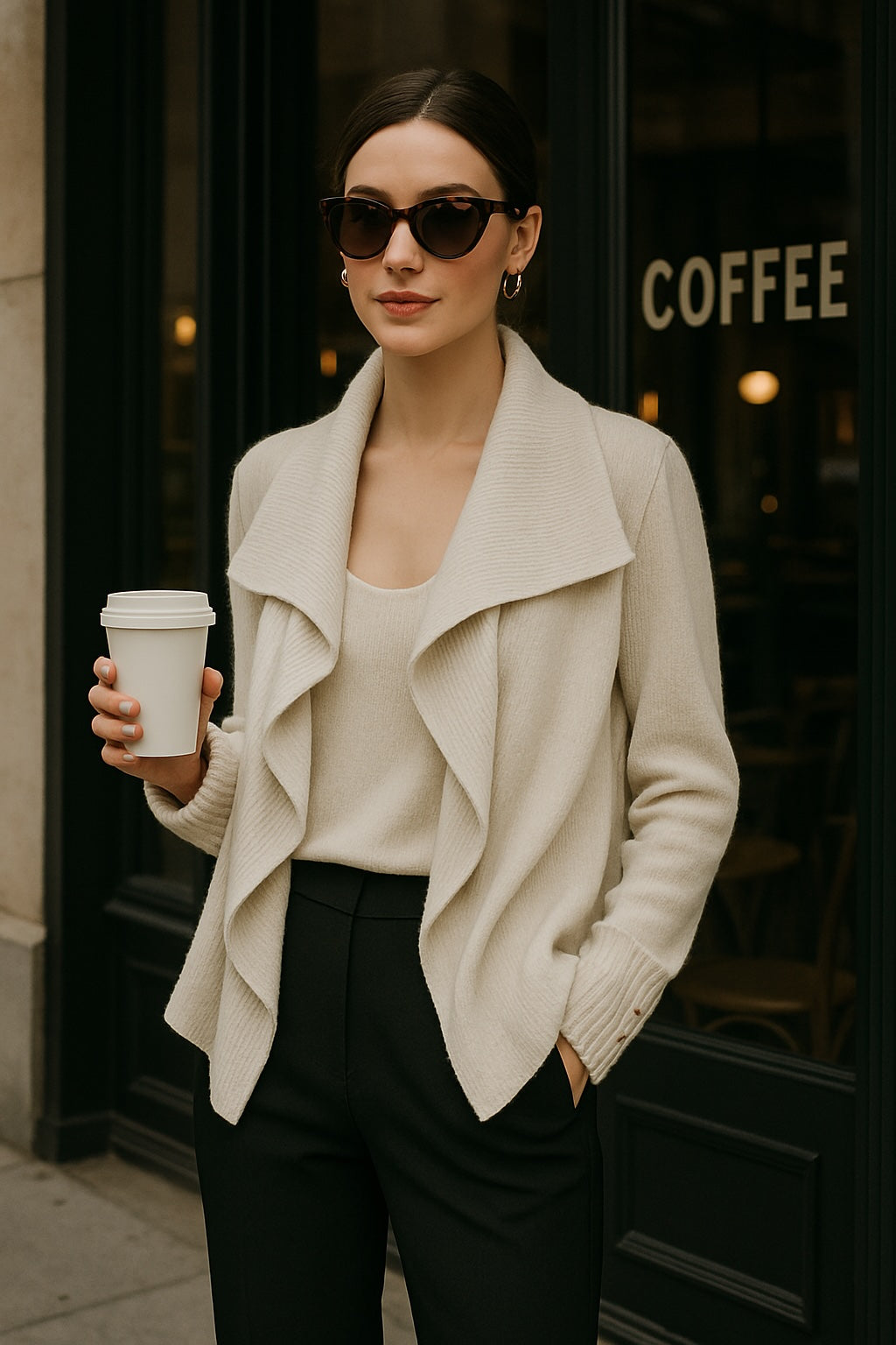 Wrap Cashmere Cardigan - Ivory Cloud