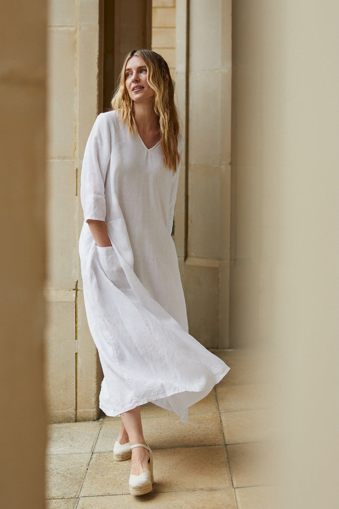 OYO Organic Linen Dress - White