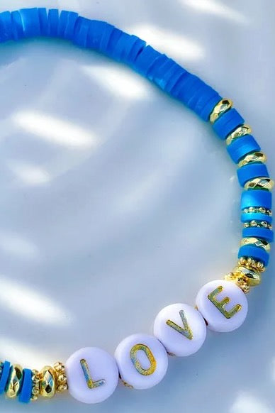 ASPEN Letter Bracelet - Love Blue