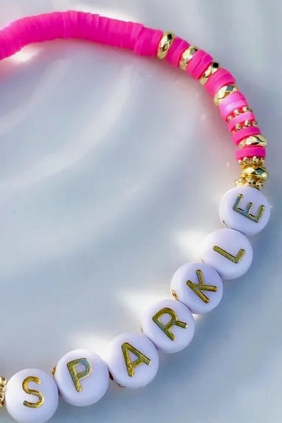 ASPEN Letter Bracelet - Sparkle Pink