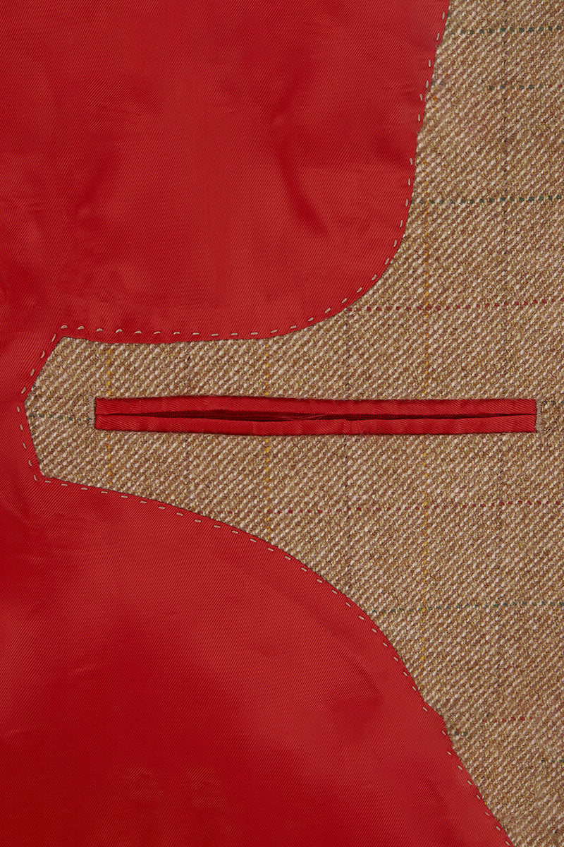 FRANKINCENSE Fine Tweed Nehru Gilet - Caramel & Scarlet