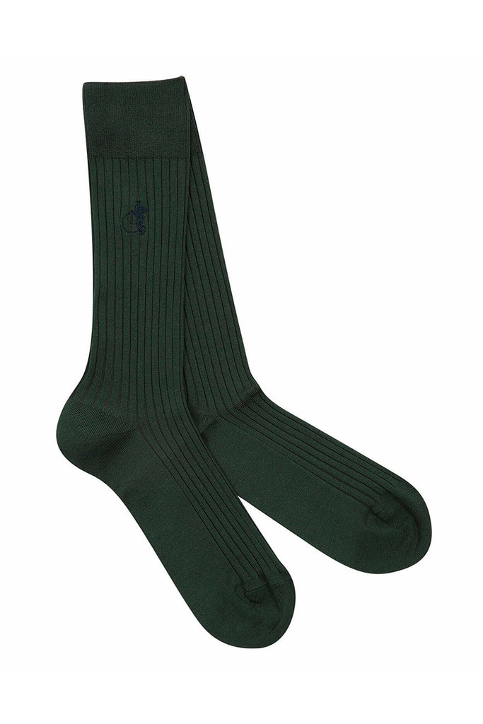 Ribbed Cotton Socks - British Racing Green