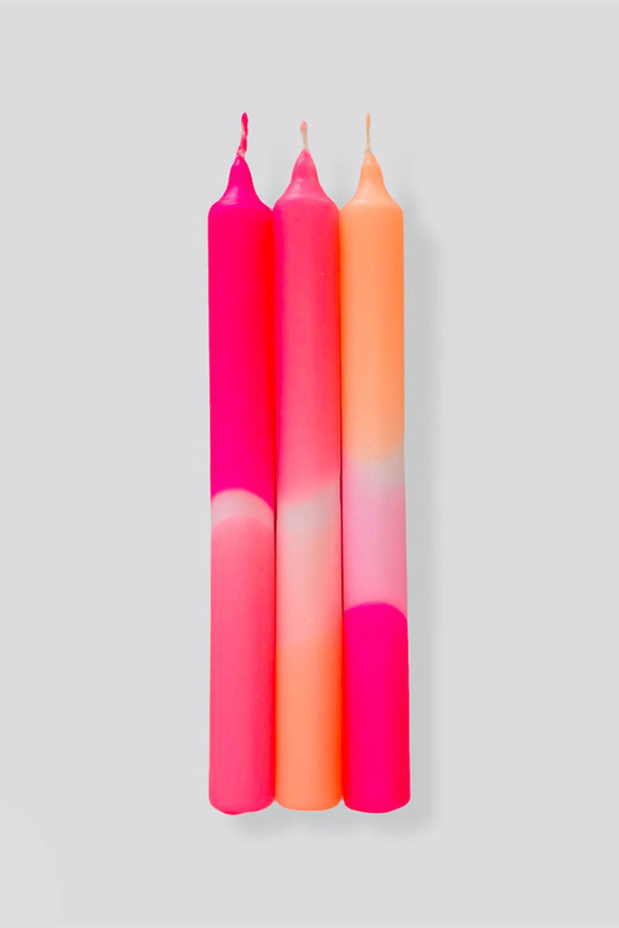 DIP DYE Neon Dinner Candles - Flamingo Dreams