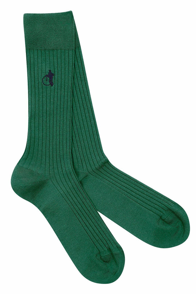 Ribbed Cotton Socks - Emerald Green
