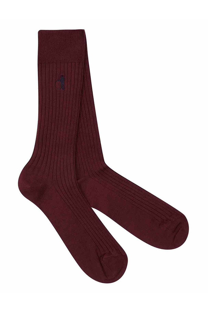 Ribbed Cotton Socks - Rich Burgundy